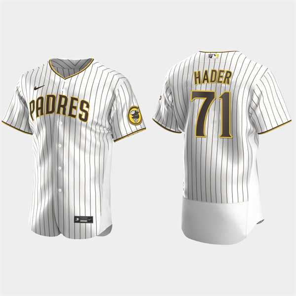 Men%27s San Diego Padres #71 Josh Hader White Brown Pinstripe Home FlexBase Player Jersey Dzhi->san diego padres->MLB Jersey